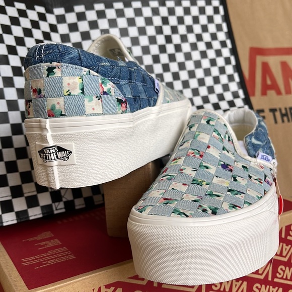 Vans Classic Slip On Platforms WMNS Woven Denim/Floral - Picture 10 of 16